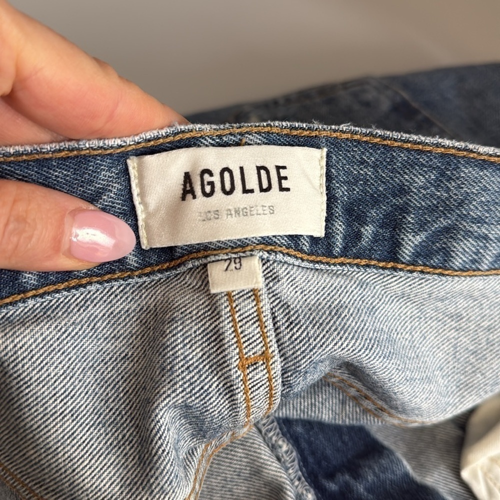 Agolde Mia Mid Rise Straight Leg Distressed Jeans in Rule Size 29 - Picture 11 of 13